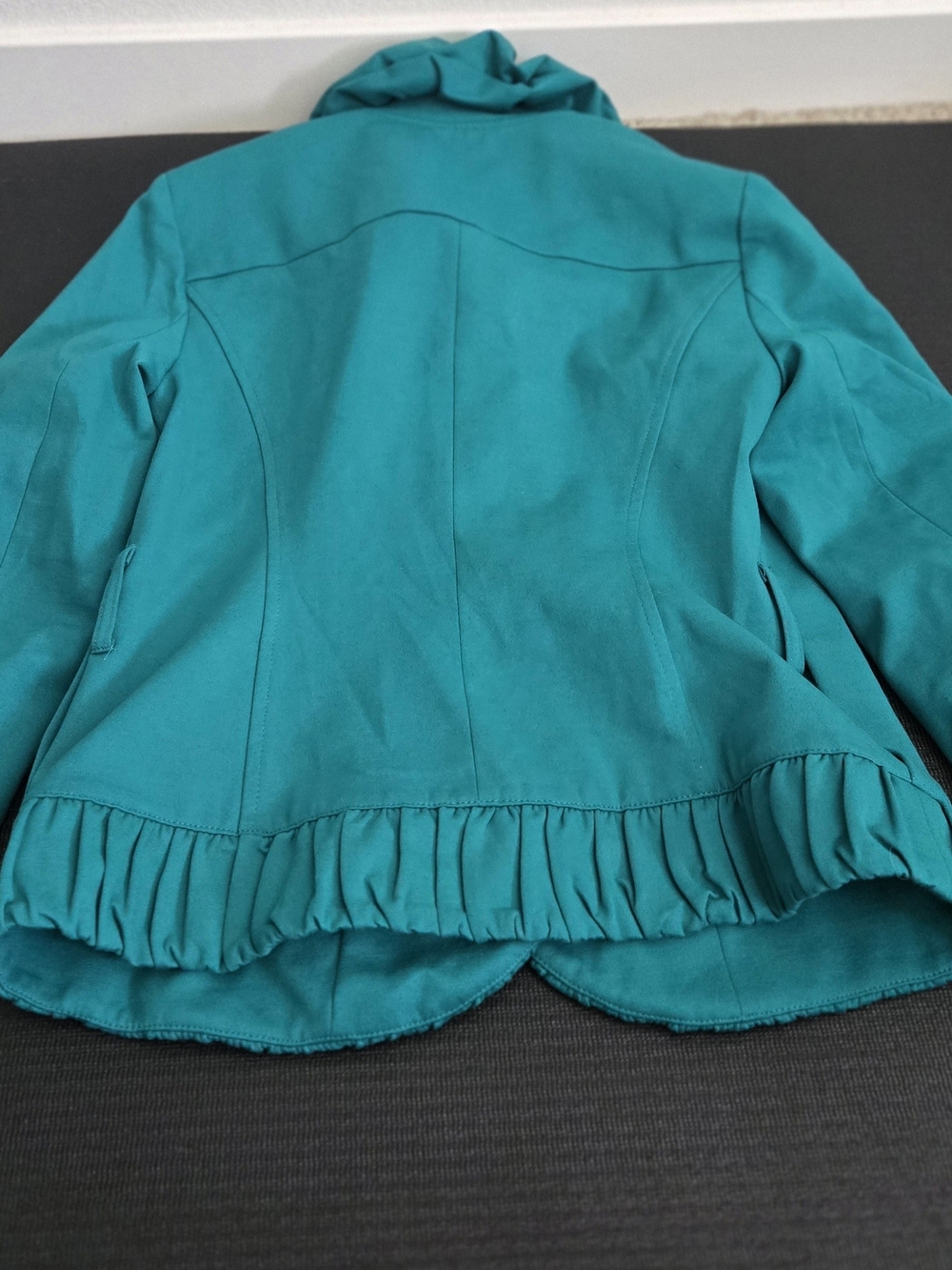 INC International Concepts Teal Ruffle-Trim Jacket - Picture 6 of 6